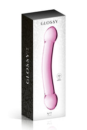 Glossy Toys n°7, double gode en verre rose 22,5cm