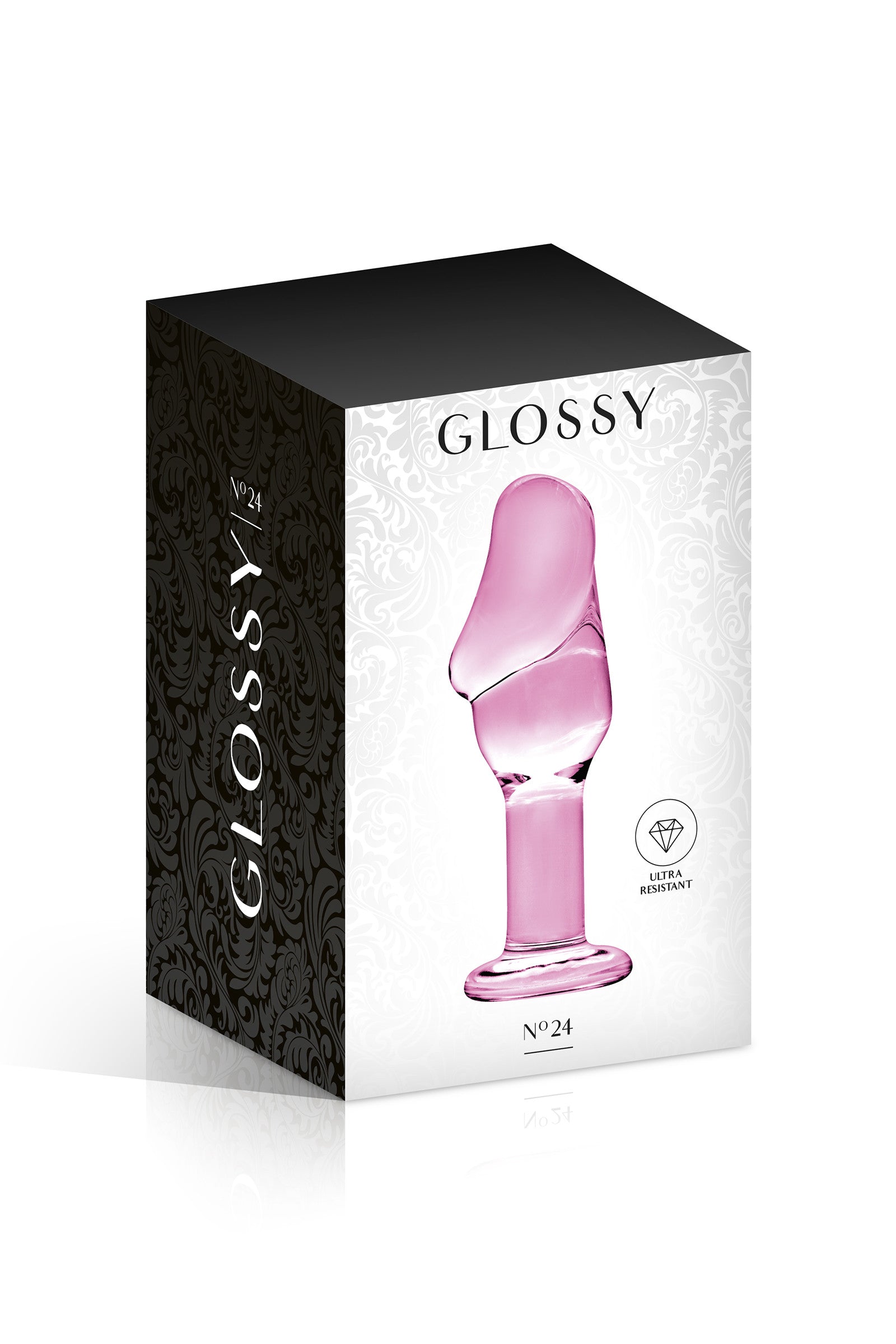 Glossy Toys n°24, plug anal en verre rose avec gland pénis
